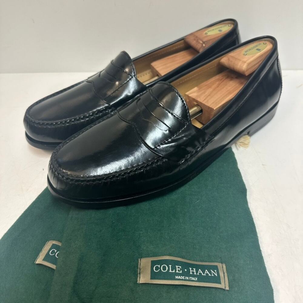NWOT Cole Haan Men's Pinch Penny Loafers Black Glossy Leather Size 14 D